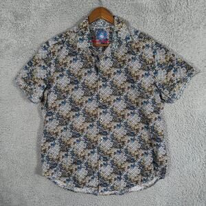 Robert Graham Shirt Mens Large Classic Fit Geo Print Short Sleeve Button Up